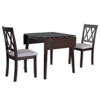 Ensemble table à manger extensible avec 2 chaises rembourrées, idéal pour les espaces compacts, dimensions de 70,9x74,9cm à 116x74,9cm