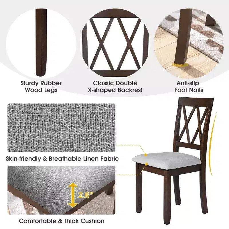 Ensemble table à manger extensible avec 2 chaises rembourrées, idéal pour les espaces compacts, dimensions de 70,9x74,9cm à 116x74,9cm