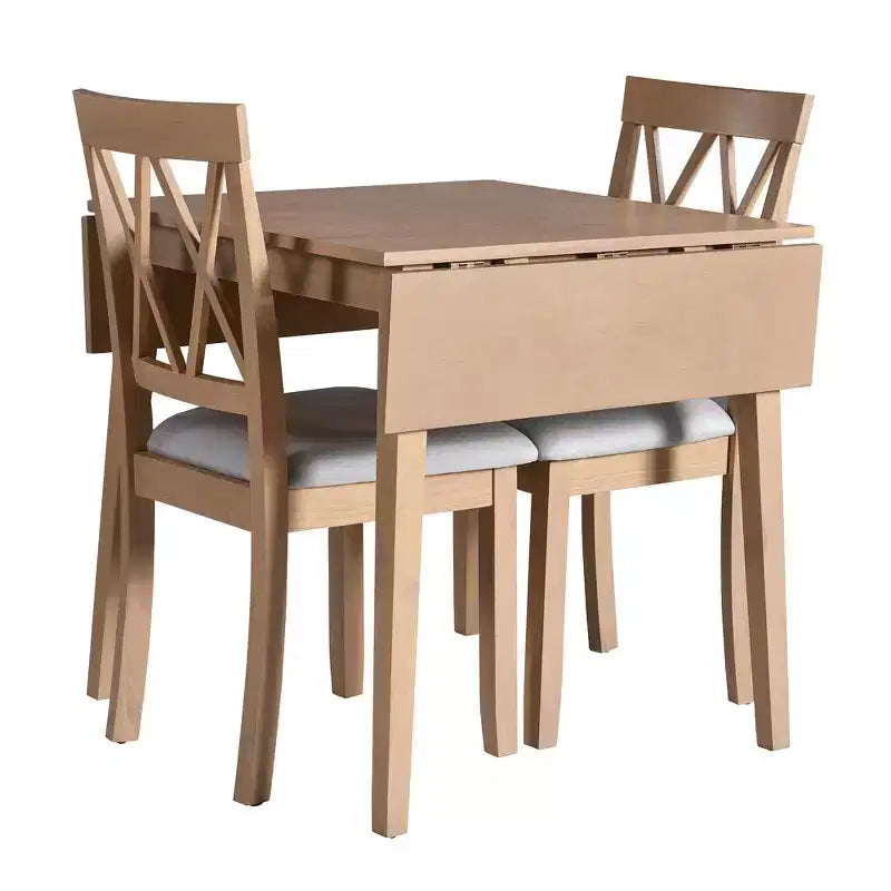 Ensemble table à manger extensible avec 2 chaises rembourrées, idéal pour les espaces compacts, dimensions de 70,9x74,9cm à 116x74,9cm