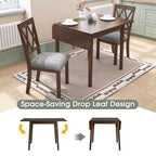 Ensemble table à manger extensible avec 2 chaises rembourrées, idéal pour les espaces compacts, dimensions de 70,9x74,9cm à 116x74,9cm
