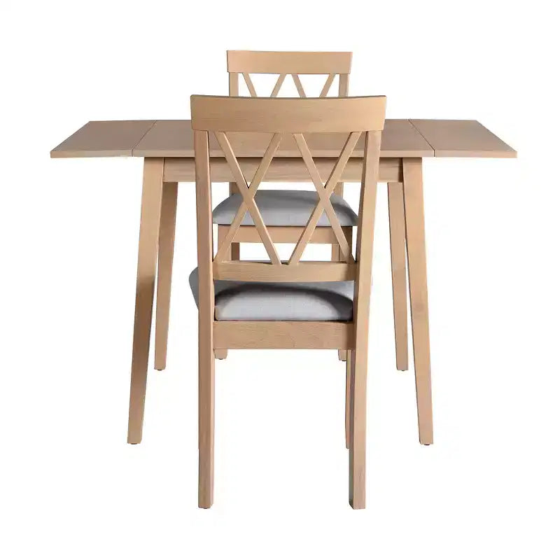 Ensemble table à manger extensible avec 2 chaises rembourrées, idéal pour les espaces compacts, dimensions de 70,9x74,9cm à 116x74,9cm