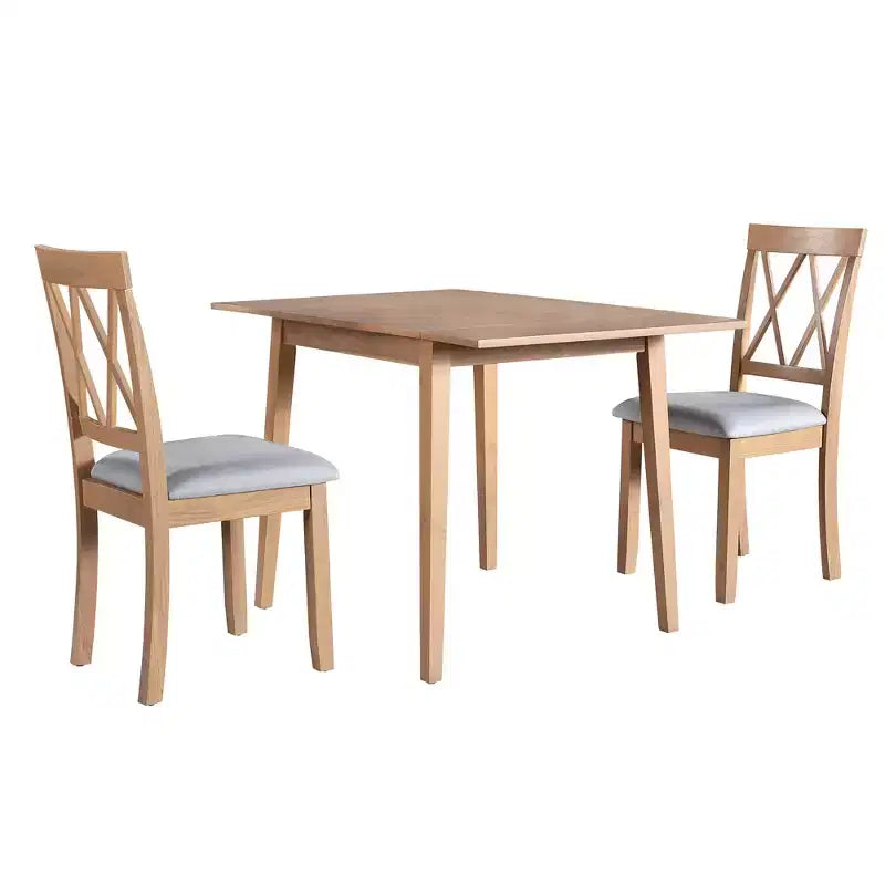 Ensemble table à manger extensible avec 2 chaises rembourrées, idéal pour les espaces compacts, dimensions de 70,9x74,9cm à 116x74,9cm
