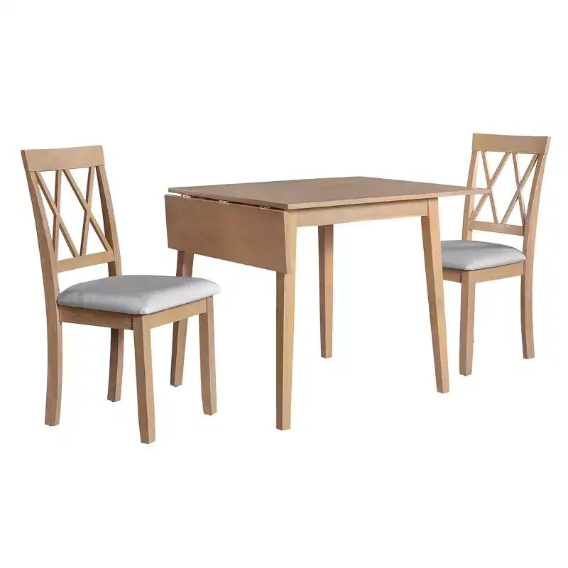 Ensemble table à manger extensible avec 2 chaises rembourrées, idéal pour les espaces compacts, dimensions de 70,9x74,9cm à 116x74,9cm