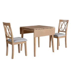 Ensemble table à manger extensible avec 2 chaises rembourrées, idéal pour les espaces compacts, dimensions de 70,9x74,9cm à 116x74,9cm