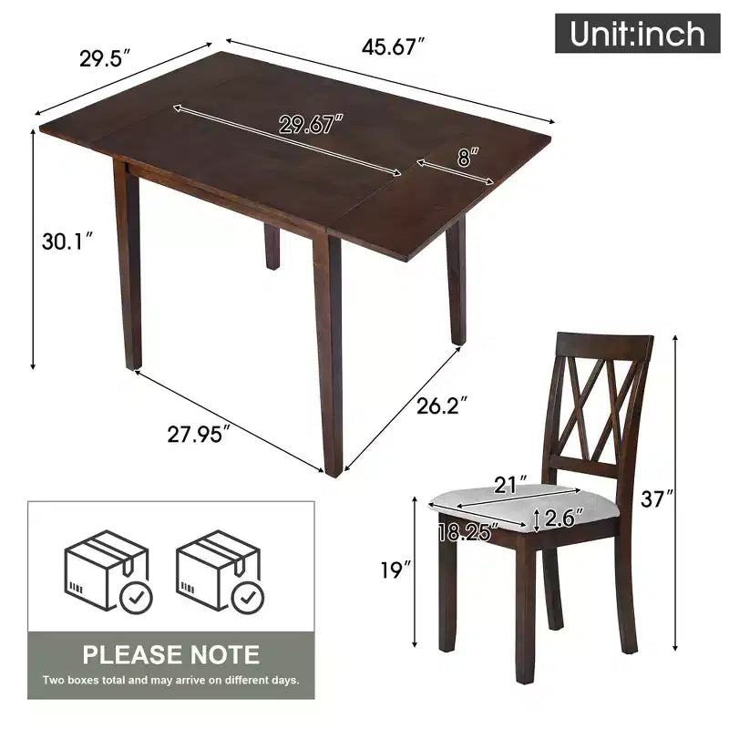 Ensemble table à manger extensible avec 2 chaises rembourrées, idéal pour les espaces compacts, dimensions de 70,9x74,9cm à 116x74,9cm