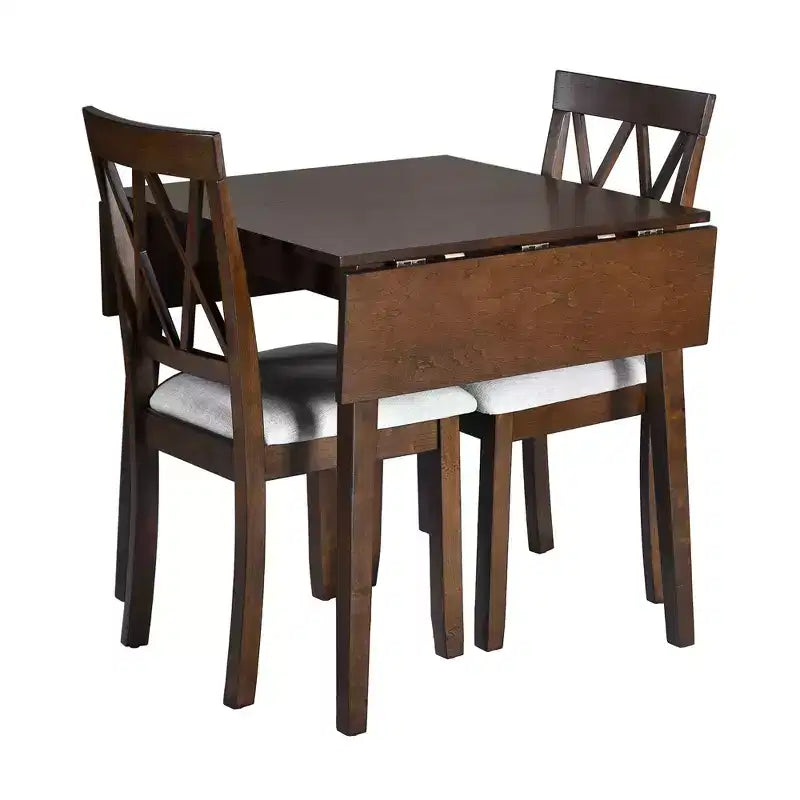 Ensemble table à manger extensible avec 2 chaises rembourrées, idéal pour les espaces compacts, dimensions de 70,9x74,9cm à 116x74,9cm