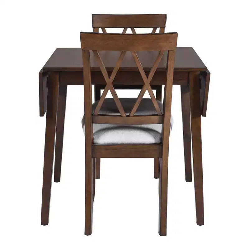 Ensemble table à manger extensible avec 2 chaises rembourrées, idéal pour les espaces compacts, dimensions de 70,9x74,9cm à 116x74,9cm