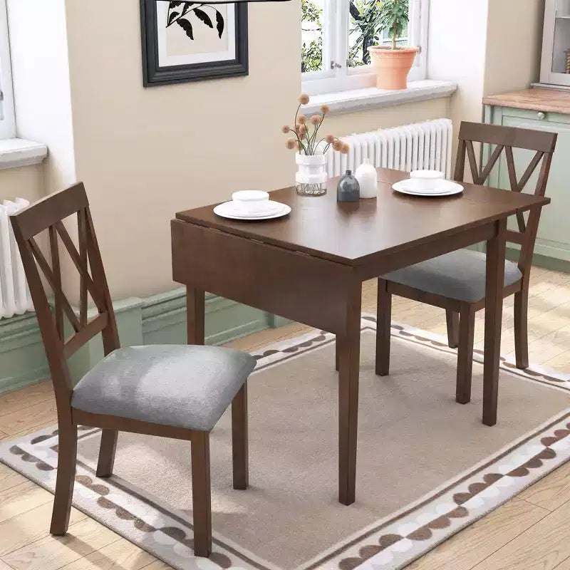 Ensemble table à manger extensible avec 2 chaises rembourrées, idéal pour les espaces compacts, dimensions de 70,9x74,9cm à 116x74,9cm
