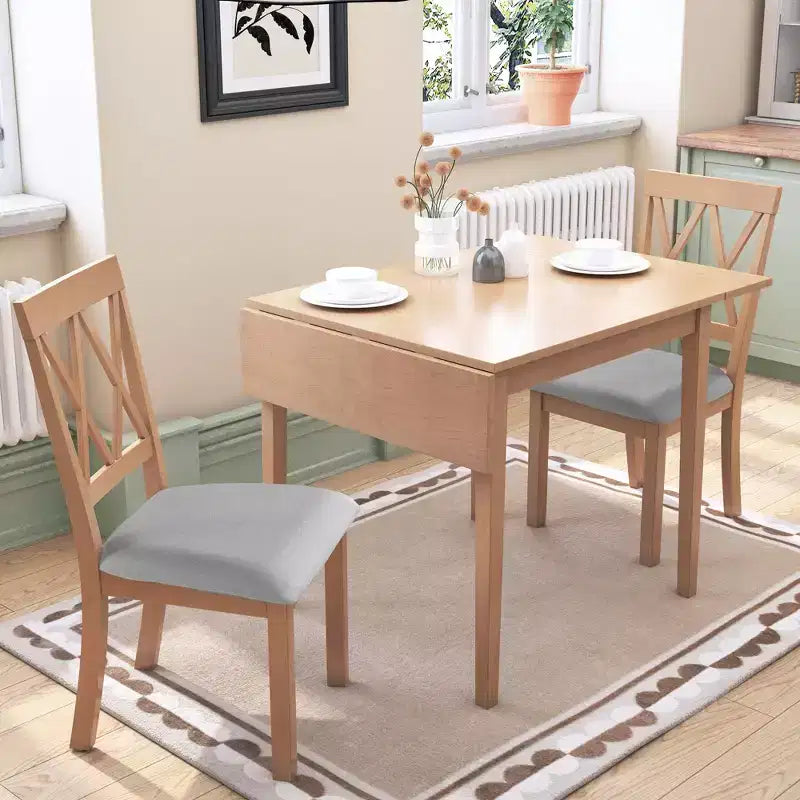 Ensemble table à manger extensible avec 2 chaises rembourrées, idéal pour les espaces compacts, dimensions de 70,9x74,9cm à 116x74,9cm