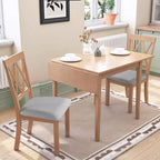 Ensemble table à manger extensible avec 2 chaises rembourrées, idéal pour les espaces compacts, dimensions de 70,9x74,9cm à 116x74,9cm