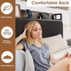Cadre de lit double XL avec tête de lit de rangement, plateforme de lit double rembourrée en velours côtelé noir avec tiroirs de rangement