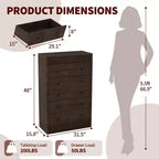 Commode de rangement en bois moderne, 5 tiroirs cannelés, 80 cm de large, idéale pour la chambre d'enfant, le couloir et le salon