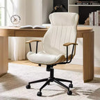 Chaise de bureau pivotante à dossier haut incurvé en bois courbé Basilio Mid-Century Modern avec inclinaison|ART OF LIVING DESIGNS