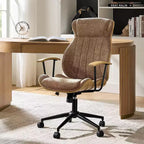Chaise de bureau pivotante à dossier haut incurvé en bois courbé Basilio Mid-Century Modern avec inclinaison|ART OF LIVING DESIGNS