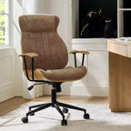 Chaise de bureau pivotante à dossier haut incurvé en bois courbé Basilio Mid-Century Modern avec inclinaison|ART OF LIVING DESIGNS