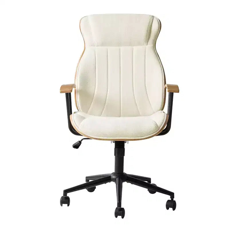 Chaise de bureau pivotante à dossier haut incurvé en bois courbé Basilio Mid-Century Modern avec inclinaison|ART OF LIVING DESIGNS