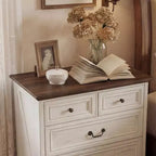 Famapy Table de Chevet de Ferme, Commode à 5 Tiroirs avec Boutons en Bronze Antique, pour Rangement de Chambre à Coucher, Commode Vieillie