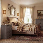 Famapy Table de Chevet de Ferme, Commode à 5 Tiroirs avec Boutons en Bronze Antique, pour Rangement de Chambre à Coucher, Commode Vieillie