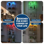 Vitrine à 5 niveaux avec 2 portes, unité de rangement transparente avec bande lumineuse LED et serrure, verre trempé, convient pour les salons, les chambres et les bureaux