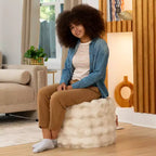 Pouf accent rond Raven Ottoman par Raven-Symon Home - Fausse fourrure