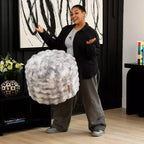Pouf accent rond Raven Ottoman par Raven-Symon Home - Fausse fourrure