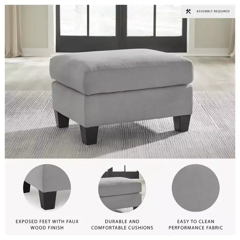 Pouf Adlai Signature Design by Ashley, Revêtement en polyester imitation daim, Gris ombré
