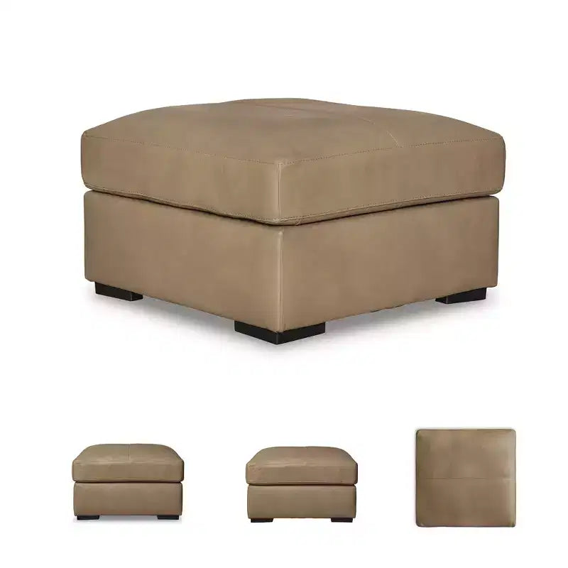 Pouf décoratif surdimensionné Bandon Signature Design by Ashley, coussin en cuir pleine fleur, couleur caramel