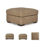 Pouf décoratif surdimensionné Bandon Signature Design by Ashley, coussin en cuir pleine fleur, couleur caramel