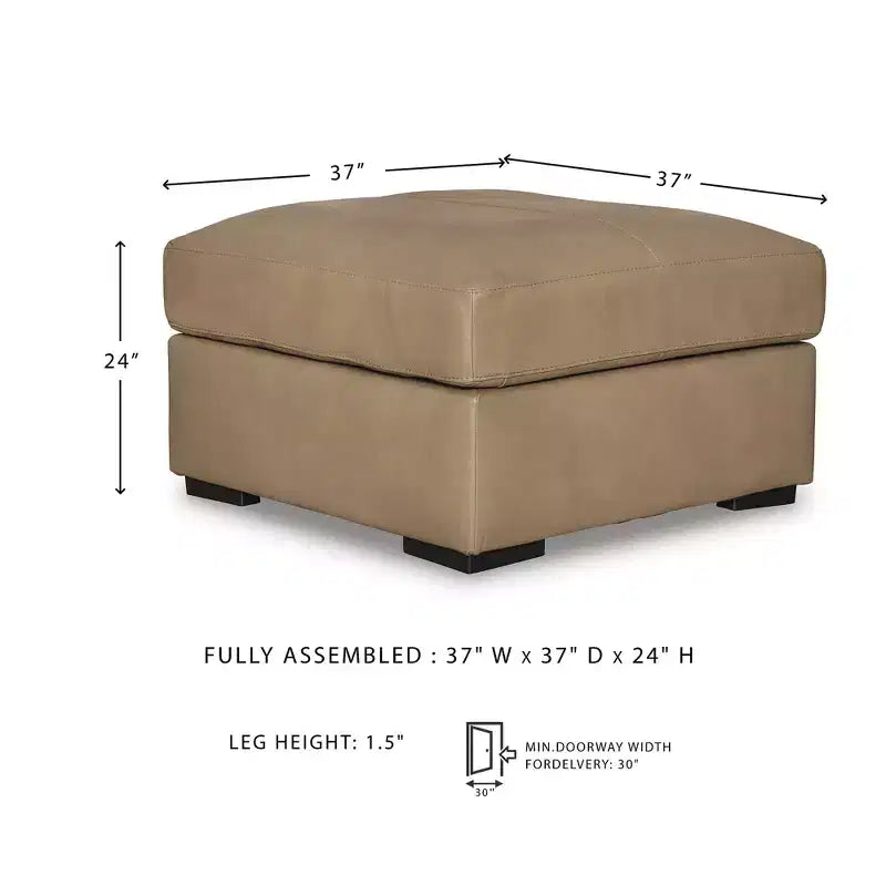 Pouf décoratif surdimensionné Bandon Signature Design by Ashley, coussin en cuir pleine fleur, couleur caramel