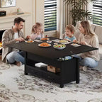 Table basse relevable séparable de 100 cm avec 2 tiroirs, convertible en table à manger, table centrale industrielle moderne pour salon et bureau