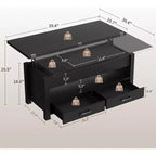 Table basse relevable séparable de 100 cm avec 2 tiroirs, convertible en table à manger, table centrale industrielle moderne pour salon et bureau