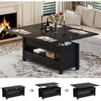 Table basse relevable séparable de 100 cm avec 2 tiroirs, convertible en table à manger, table centrale industrielle moderne pour salon et bureau