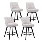 Bar Stools, Set of 4 Counter Height 26 in H Swivel Bar Stools with Back, Wood Legs Upholstered Linen Beige