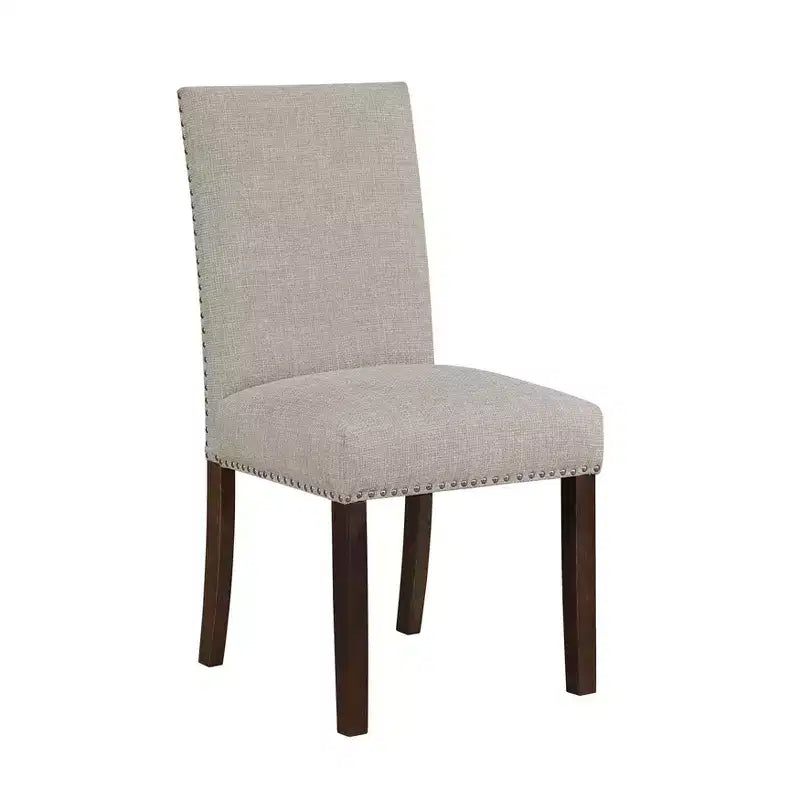 GDFStudio Carter – Chaises de salle à manger classiques modernes en bois, rembourrées avec dossier en tissu texturé et clous décoratifs (lot de 2)