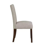 GDFStudio Carter – Chaises de salle à manger classiques modernes en bois, rembourrées avec dossier en tissu texturé et clous décoratifs (lot de 2)