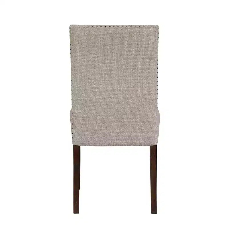 GDFStudio Carter – Chaises de salle à manger classiques modernes en bois, rembourrées avec dossier en tissu texturé et clous décoratifs (lot de 2)