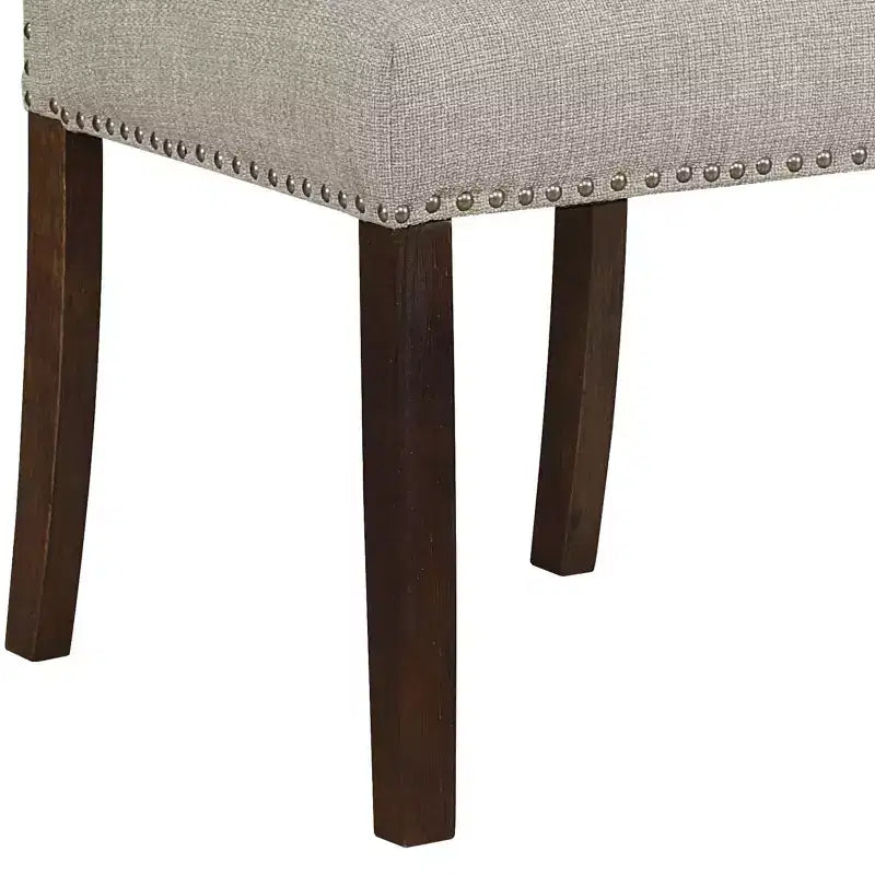 GDFStudio Carter – Chaises de salle à manger classiques modernes en bois, rembourrées avec dossier en tissu texturé et clous décoratifs (lot de 2)