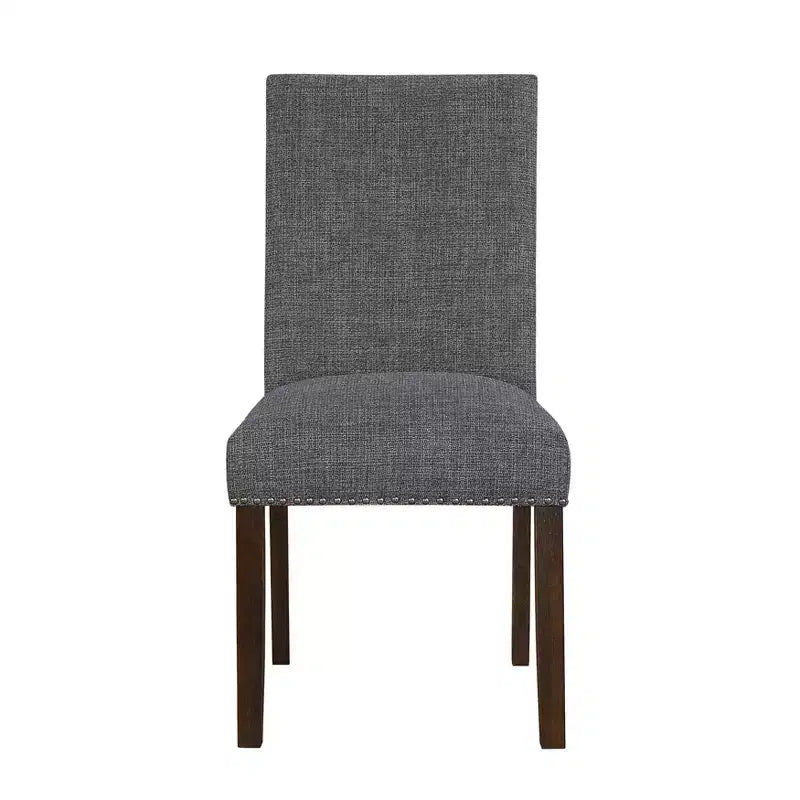 GDFStudio Carter – Chaises de salle à manger classiques modernes en bois, rembourrées avec dossier en tissu texturé et clous décoratifs (lot de 2)