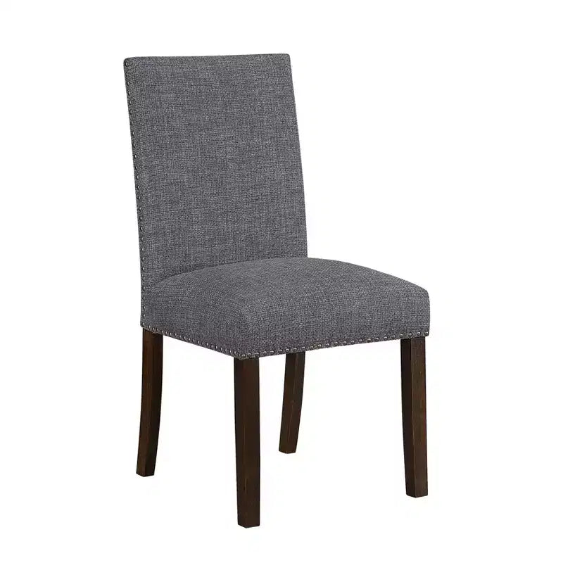 GDFStudio Carter – Chaises de salle à manger classiques modernes en bois, rembourrées avec dossier en tissu texturé et clous décoratifs (lot de 2)