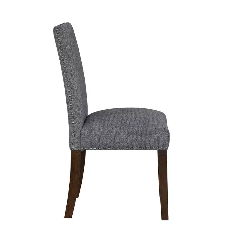 GDFStudio Carter – Chaises de salle à manger classiques modernes en bois, rembourrées avec dossier en tissu texturé et clous décoratifs (lot de 2)