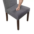 GDFStudio Carter – Chaises de salle à manger classiques modernes en bois, rembourrées avec dossier en tissu texturé et clous décoratifs (lot de 2)