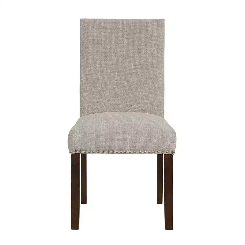 GDFStudio Carter – Chaises de salle à manger classiques modernes en bois, rembourrées avec dossier en tissu texturé et clous décoratifs (lot de 2)