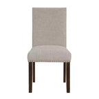 GDFStudio Carter – Chaises de salle à manger classiques modernes en bois, rembourrées avec dossier en tissu texturé et clous décoratifs (lot de 2)