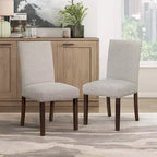 GDFStudio Carter – Chaises de salle à manger classiques modernes en bois, rembourrées avec dossier en tissu texturé et clous décoratifs (lot de 2)