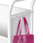 Étagère de rangement, étagère roulante en métal à 3 niveaux avec 4 roulettes verrouillables et crochets latéraux, blanc