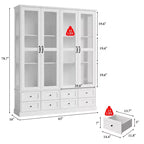 Meuble de Rangement de Cuisine Blanc Hitow avec Vitrine : Vitrine à Portes Vitrées de 160 cm + Éclairage LED RGB + Tiroir Organisateur – Buffet Spacieux pour la Maison
