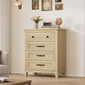4-Drawer 34.8 Tall Vertical Wooden Dresser, Freestanding Large Storage Closet Chest of Drawers for Home Bedroom & Living Room