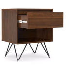Table de chevet industrielle moderne Moreno de 20 pouces de large en noyer