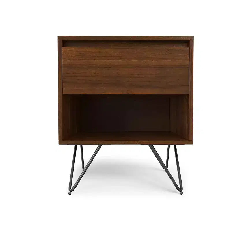 Table de chevet industrielle moderne Moreno de 20 pouces de large en noyer