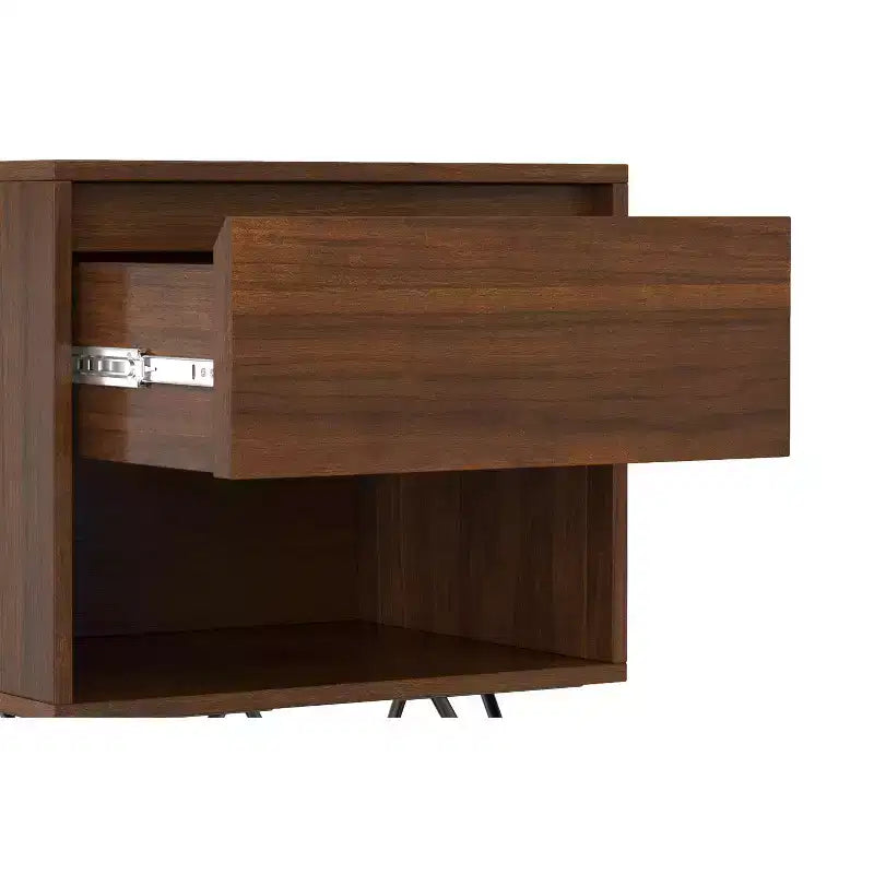 Table de chevet industrielle moderne Moreno de 20 pouces de large en noyer